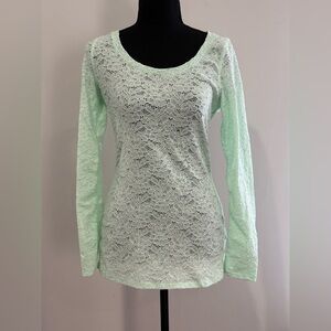 New Express M Mint Lace Long Sleeve Top 195